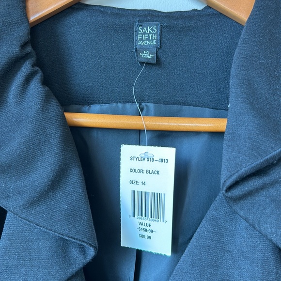 SAKS FIFTH AVENUE NWT black sleeve ruffle vest size 14 - Picture 3 of 5